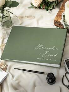 1本个性化婚礼宾客签名册，定制精装婚礼宾客签名册，婚礼纪念相册，婚礼剪贴簿，优雅的婚礼、洗礼派对、婚礼及其他特殊活动的宾客签名册，可定制新郎新娘姓名和日期，婚礼用品，婚礼装饰，派对必备 - 彩色 - 查看 6