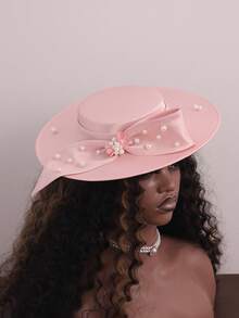 法国女士教堂帽，适合舞会、宴会、茶会，装饰蝴蝶结帽子，婚纱摄影，复古风格帽子，优雅礼服帽 - 1200 - 查看 5