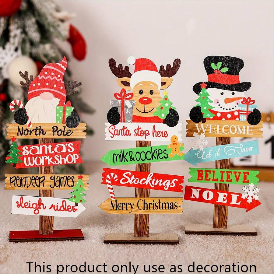 1 Decoración/Accesorio navideño, Artesanía de madera de dibujos animados. Muñeco de nieve/Reno de madera desmontable sin rostro y de colores, Decoración de mesa/Accesorio de escena, Decoración navideña, Regalo de Navidad.