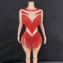 Latin Dance Cha Cha Ballroom Dance Costume Talent Show Live Broadcast Vacation Company Annual Meeting Bar Nightclub Band Dance Costume - 深棕色 - 查看 2