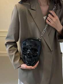 BAILEE Chiếc túi hình đầu lâu bằng silicon màu trơn, thời trang và độc đáo theo phong cách punk chủ đề Halloween này có khóa kéo và dây xích kim loại, phù hợp để nữ đeo chéo. Có thể dùng trong các bữa tiệc Halloween, phối cùng trang phục Halloween, hoặc làm quà tặng Halloween. Đây vừa là một chiếc ví chủ đề Halloween, vừa là sự lựa chọn hoàn hảo cho thời trang Halloween và phong cách Gothic, trở thành món quà Halloween tuyệt vời nhất dành cho phái nữ, kết hợp hoàn hảo với trang phục Halloween. - màu đen - Xem 8