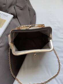 新款中国风民族风绣花包包女夏季新款珍珠金属链条装饰时尚五金手提包手拿包斜挎包 - 米色 - 查看 8