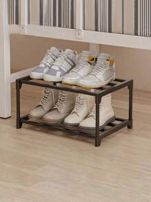 2 层节省空间的鞋架 - 耐用的金属和塑料多功能储物架，用于存放鞋子、靴子、珠宝、手表 - 坚固紧凑的设计，适用于入口、壁橱、小空间、鞋子收纳整理器 1 件多层鞋架、床下鞋架、鞋子收纳架、易于存放和整理家用鞋子、多功能储物架、节省空间的鞋架、大容量车库鞋架，适用于卧室、走廊，可容纳 2 双大鞋或 3 双小鞋