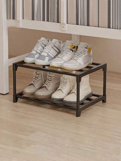2-Tier Space Saving Shoe Rack - Durable Metal And Plastic Multi-Function Storage Shelf For Shoes, Boots, Jewelry, Watches - Sturdy Compact Design For Entryway, Closet, Small Spaces, Shoe Storage Organizer 1 Piece Multi-Layer Shoe Rack, Under Bed Shoe Rack, Shoe Organizer Rack, Easy To Store And Organize Home Shoes, Multi-Function Storage Rack, Space Saving Shoe Rack, High Capacity Garage Shoe Rack For Bedroom, Hallway, Can Hold 2 Pairs Of Large Shoes Or 3 Pairs Of Small Shoes