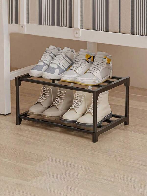 2-Tier Space Saving Shoe Rack - Durable Metal And Plastic Multi-Function Storage Shelf For Shoes, Boots, Jewelry, Watches - Sturdy Compact Design For Entryway, Closet, Small Spaces, Shoe Storage Organizer 1 Piece Multi-Layer Shoe Rack, Under Bed Shoe Rack, Shoe Organizer Rack, Easy To Store And Organize Home Shoes, Multi-Function Storage Rack, Space Saving Shoe Rack, High Capacity Garage Shoe Rack For Bedroom, Hallway, Can Hold 2 Pairs Of Large Shoes Or 3 Pairs Of Small Shoes