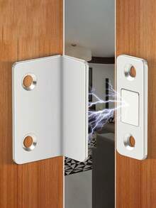 2pcs Powerful Magnetic Cabinet Locks - Invisible Strong Magnetic Attachment, No Drilling Installation, Easy Open - Suitable For Cabinets, Wardrobes, Sliding Doors - Home Decor Hardware, Convenient Installation, Compact & Efficient Design - 2pcs/Set, Silver - Multicolor - View 3
