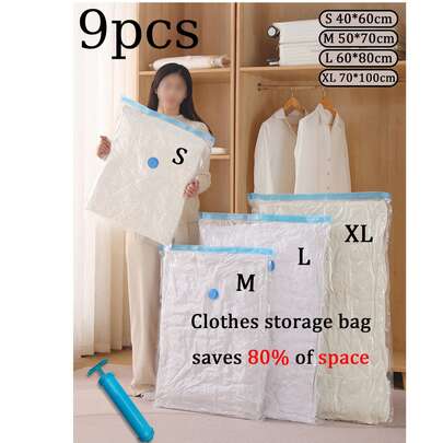 1/9 chiếc Túi nén chân không du lịch, Túi đựng chân không có thể tái sử dụng, Túi hút chân không dung tích lớn, Tổ chức hành lý, 9 chiếc (2S + 2M + 2L + 2XL + Bơm) Túi nén chân không kết hợp đa năng, Thích hợp đựng vali, quần áo, áo sơ mi, quần, áo len, áo khoác, khăn tắm, trang phục Halloween & Giáng sinh, phụ kiện du lịch, Thích hợp cho du lịch, tủ quần áo, ký túc xá, đa năng, đồ dùng thiết yếu khi đi du lịch, lưu trữ trang phục ngày lễ