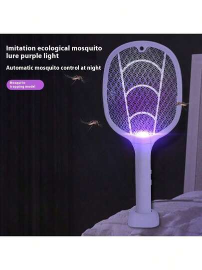 Electric Fly Swatter Handheld Fly Killer And Mosquito Trap Lamp Safe Rechargeable For Home Office Backyard Patio Camping,500mAh