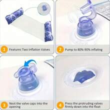 1 pezzo/2 pezzi Amaca galleggiante pieghevole portatile con rete e schienale, letto d'acqua gonfiabile, materasso da piscina a righe per spiaggia e sport acquatici