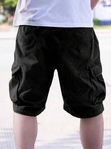 1 件青少年男孩休闲户外高街多口袋工装短裤，夏季