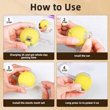 互动滚动猫球玩具，电动猫球玩具，地毯上新型快速自滚球猫玩具，智能互动自动猫玩具球作为礼物，带弹性网尾的移动猫玩具