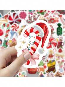 60PCS Christmas Candy Sticker Cartoon Anime Figure Christmas Candy Christmas Gift Image Stickers Manual DIY Puzzle Paster Mini-Game Waterproof Sticker Festival Gifts Party Gifts A Birthday Present Luggage Notebook Computer Mobile Phone Decoration Sticker New HOT Figures Water Bottle Stickers Games