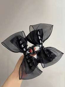 1 件甜美网状蝴蝶结大发夹，适合日常和派对使用情人节情人爪夹发夹发夹发夹发夹发夹 - 香檳色 - 查看 4