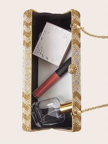 这款长款亮片装饰手提包，闪耀迷人，优雅精致，饰以水钻，是一款引人注目的托特包，适合派对女孩和女士，是参加派对、婚礼、舞会和盛大晚宴的完美之选，也是送给女性的绝佳礼物。 - 金色 - 查看 7