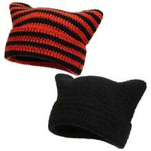 1 件男女通用 Y2K 风格手工猫耳针织帽，情侣趣味礼物，适合情人节、圣诞派对 - 黑色 - 查看 21