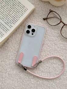 Ốp điện thoại Apple cao cấp 3 trong 1 kèm dây đeo và vòng kim loại, được làm từ chất liệu dày dặn bền chắc, khung màu trơn bắt mắt, sáng tạo và thời trang. - Hồng - Xem 2