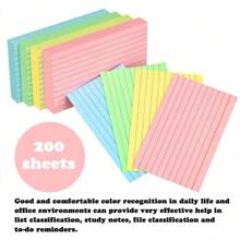 200 Stücke bunt liniertes Notizpapier, 4 Blöcke mit linierten Haftnotizen Pads 3x5 Zoll, klebende Memo Haftnotizen Notizblock, bunte Seiten, abreißbare Bindung, Bürobedarf Tagebuch Schreibwaren Notizbuch für Schule und Büro (Nicht selbstklebend)