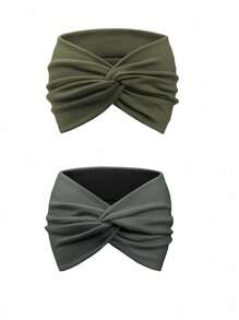 2/4/6/10条装女士非洲宽发带，弹性防滑头巾，适合女士运动、健身、秋冬季节，波西米亚风瑜伽发带，女士度假装扮发饰，优雅围巾，柔软头巾 - 多色 - 查看 20