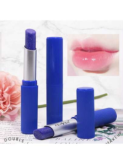 变色润唇膏，蓝转粉，神奇温感乳霜配方，保湿、柔滑、妆前打底，彩妆棒