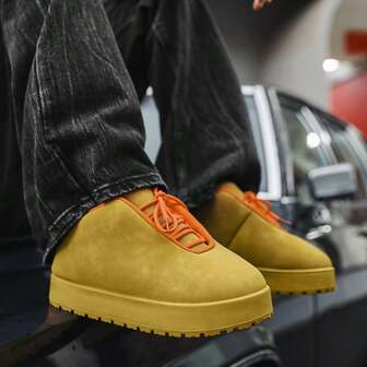 欧洲站品牌面包鞋男士小众设计低帮休闲鞋2025新款时尚百搭厚底运动鞋韩版复古嘻哈风厚底黄鞋青年石膏靴大码45 46