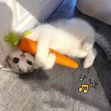 1pc Cat Toy Carrot Bell Teaser Wand, Kitten Self-Playing Toy, Dog Toy, Pet Supplies - Orange - View 2