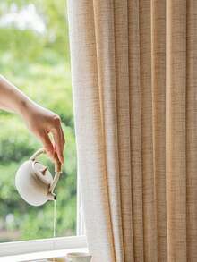 1 Rèm cửa mỏng kiểu Nhật mới bằng vải lanh, rèm che nắng một phần, không nhìn xuyên thấu, thích hợp cho cửa sổ, phòng khách, ban công, phòng ngủ, che nắng, ngăn phòng - Màu be - Xem 6