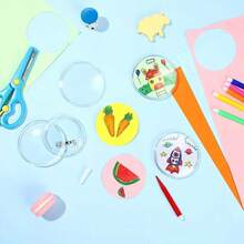 5/10/15/20/25/30/40/50个亚克力圆形透明空白徽章套装,适用于手工DIY徽章制作 - 彩色 - 查看 3