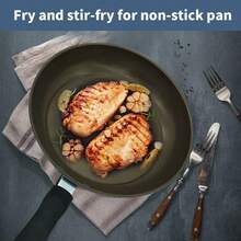 Sartén antiadherente de 24 cm en rojo/verde/sin tapa/con tapa/incrustación de cristal, de fondo grueso, bajo en humo, apta para cocinas de gas y eléctricas, para cocinar mariscos