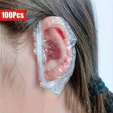 100 Pieces Transparent Waterproof Ear Cups - Plastic Shower Ear Covers For Bathing, Hair Dyeing And Using Salons, No Spices, No Battery Required,  Fit,  Protection