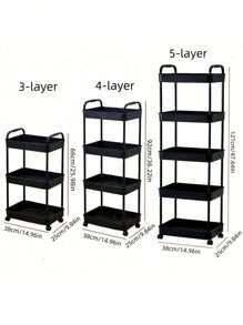 1pc 4-Layer/3 Layer Practical Plastic Trolley With Swivel Wheels, Storage, Shelving, Kitchen Organization, With Handle, Multi-Functional Movable Storage Cart, Applicable For Office, Living Room, Kitchen, Bathroom, Snack And Toy Organizer, Movable Storage Rack With Wheels, Ideal For Home And Office Organization, Simple, Spring Break, Opulessaboho Vibes, Premium Style, Mother's Day, Spring, Spring Decor, Boho
