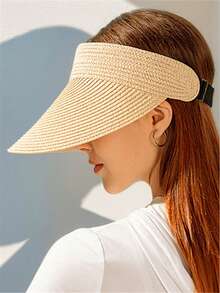 1 set Cappello di paglia a tesa larga beige bohémien estivo e borsa a tracolla in paglia per donna, cappello da sole fashion casual pieghevole per viaggi, spiaggia e attività all'aperto - Multicolore - Visualizzare 11