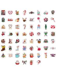 60PCS Christmas Candy Sticker Cartoon Anime Figure Christmas Candy Christmas Gift Image Stickers Manual DIY Puzzle Paster Mini-Game Waterproof Sticker Festival Gifts Party Gifts A Birthday Present Luggage Notebook Computer Mobile Phone Decoration Sticker New HOT Figures Water Bottle Stickers Games
