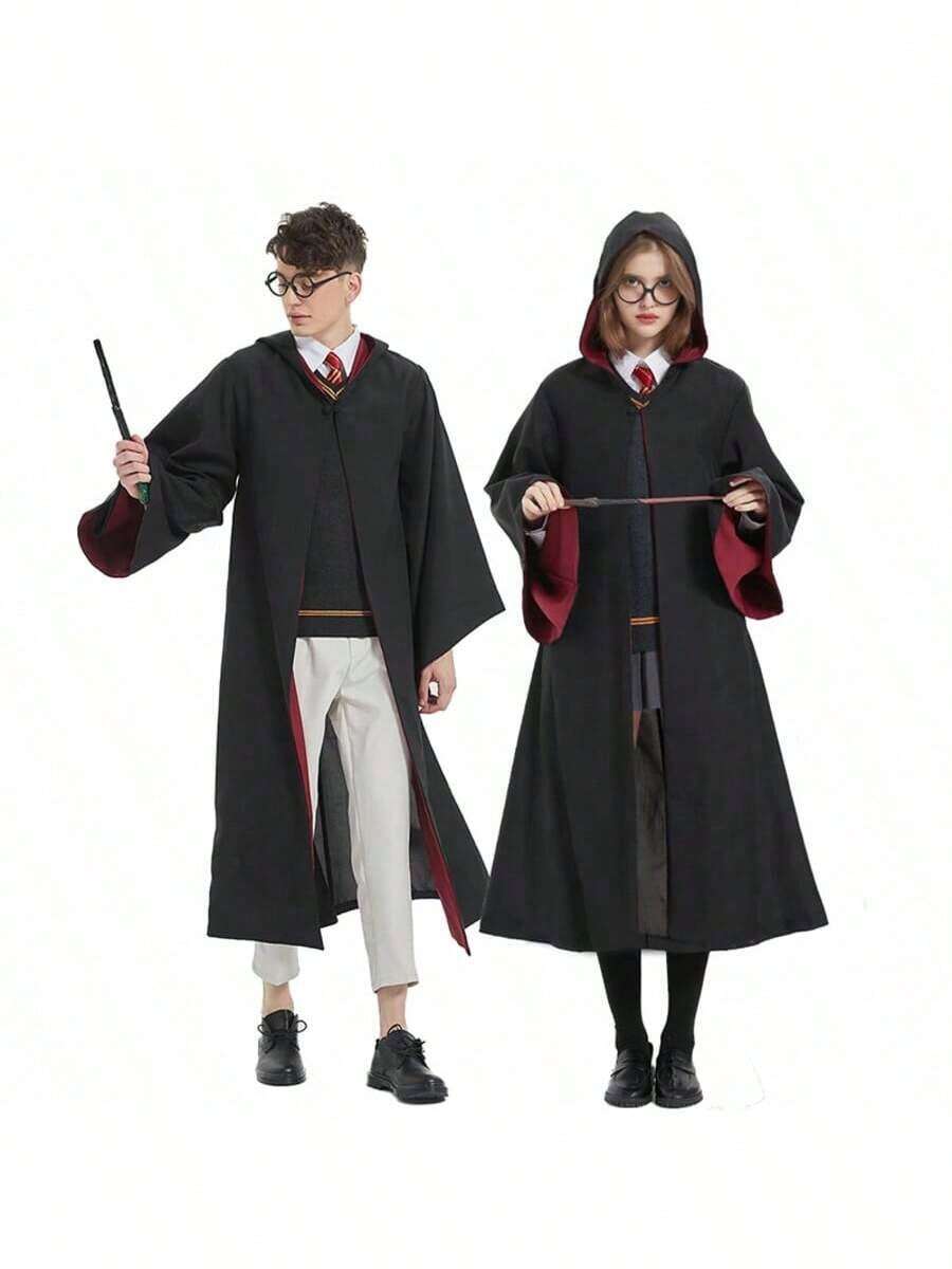 Wizard Robe Costume, Halloween Magician Gown Outfit, Graduation Photo Attire; University Style Student Uniform - Multicolor - View 1
