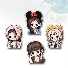 Black Pink Peripheral Q Version Keychain, Cute Cartoon Bag Charm, Comic Book Bag Accessory, Holiday Gift - Multicolor - View 13