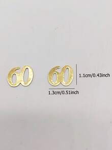 400 lembar Konfeti Foil Metalik, Desain Peringatan Ulang Tahun ke-60, Cocok untuk Dekorasi Pesta Ulang Tahun/Pernikahan/Ulang Tahun ke-60 - 60 tahun - View 2