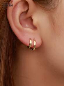 Hihho 4 Pairs Copper Hoop Earrings For Women And Men, Classic Smooth Cartilage Earrings, Small Hoop Earrings Set, Infinity Symbol Earrings For Women - Yellow Gold - View 8