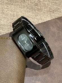 1pc Women's Luxury Black Quartz Watch With Black Strap Suitable For Daily Matching