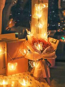 1pc 10/20 LED 1.5m/3m Plastic Transparent Butterfly Decoration Lights String, Indoor Decor Lights For Bedroom, Desk, Outdoor Wedding, Holiday, Party, Mother's Day, Battery Powered - Clear - View 8