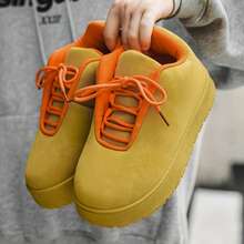 欧洲站品牌面包鞋男士小众设计低帮休闲鞋2025新款时尚百搭厚底运动鞋韩版复古嘻哈风厚底黄鞋青年石膏靴大码45 46 - 卡其色 - 查看 5