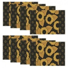 1/4/6/8/12 Piezas Manteles de mesa impresos de lino lavables, almohadillas protectoras de superficie, manteles de mesa de comedor para interiores y exteriores, adecuados para fiestas festivas, decoración de cocina y mesa de comedor