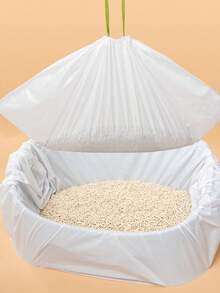 1 Roll Large Capacity Drawstring Cat Litter Bag - White - View 1