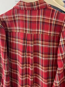 Women's Casual Everyday Plaid Pocket Front Button Shirt