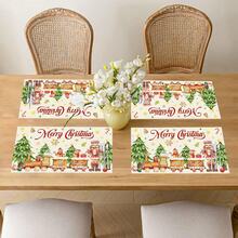 1 cái/4 cái/6 cái Miếng lót đĩa bằng vải lanh in họa tiết Giáng sinh, Trang trí Giáng sinh, Thích hợp cho bàn ăn, Trang trí mọi mùa, Miếng lót bàn có thể giặt được, Trang trí phòng, Miếng lót ly, Miếng lót bàn ăn nhà bếp, Trang trí tiệc trong nhà ngoài trời, Trang trí nhà cửa, Quà tặng lý tưởng - Nhiều màu - Xem 11