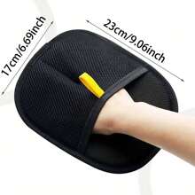 升级版大型宠物静电除毛手套 - 黑色聚丙烯猫咪美容手套，带黄色装饰，24.99厘米 X 17.98厘米，高效去除猫狗毛发和皮屑，必备宠物美容工具 | 时尚宠物配件 | 耐用护理手套，宠物美容手套 - 彩色 - 查看 12