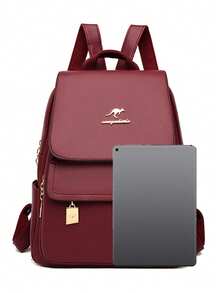 奢华软皮女式背包钱包女士2024背包RuckBagk高品质女士包大容量 - 酒紅色 - 查看 8