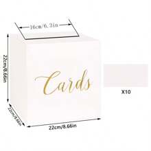 1pc White Card Box With Gold Foil Design, Wedding Gift Card Box, Suitable For Wedding Reception, Baby Christening, Anniversary, Birthday Party, Graduation Ceremony Tabletop Decor (Includes 10 Greeting Cards)