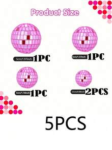 6 Pieces Pink Disco Ball Cake Toppers, Reflective Mirror Ball Cake Toppers, Mini Disco Mirror Ball Decorations - Plastic Reflective Silver Decorative Pendants, Mirror Ball Reflective Glass Balls, Home Hanging Decorations, Suitable For 70s Disco Themed Party Decorations Birthday Holiday Party Decorations, Disco Themed Party Background