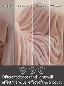 1pc All Season Polyester Warm Nap Blanket - Vibrant Solid Color, Machine Washable, Suitable For Home, Office Or Car Decor, Office Decor Blanket | Machine Washable Blanket, Home Blanket - Pink - View 6