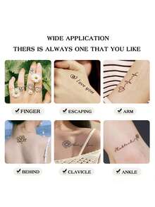 630 件 16 件临时纹身模板可重复使用贴纸闪光纹身模板半永久纹身脸部彩绘人体艺术模板成人音乐节 - 黑與白 - 查看 4