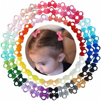 10/30/50pcs Girls' Elastic Hair Ties - Soft Pastel & Bright Colors (Red, Pink, Yellow, Green, Blue, Purple, Black, White,) - Non-Slip Hair Bands For Youngsters, Youngsters, Birthday Parties, Halloween, Chinese New Year - For Sensitive Light Beige - Everyday & Special Occasion Hairstyles, Youngsters Party Accessories, Playful Hair Accessory, Soft Fabric Hairbands